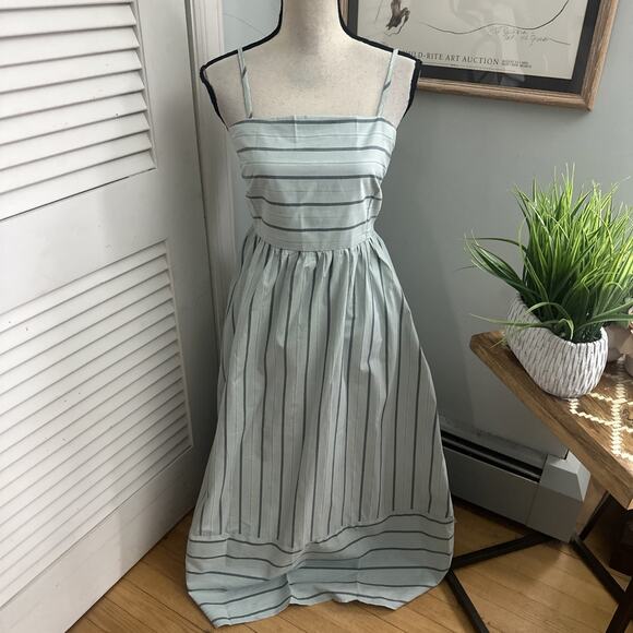 Unbranded Dresses & Skirts - Maxi Dress Womens Large Blue Striped Cotton Cut Out Back Feminine Soft Girl